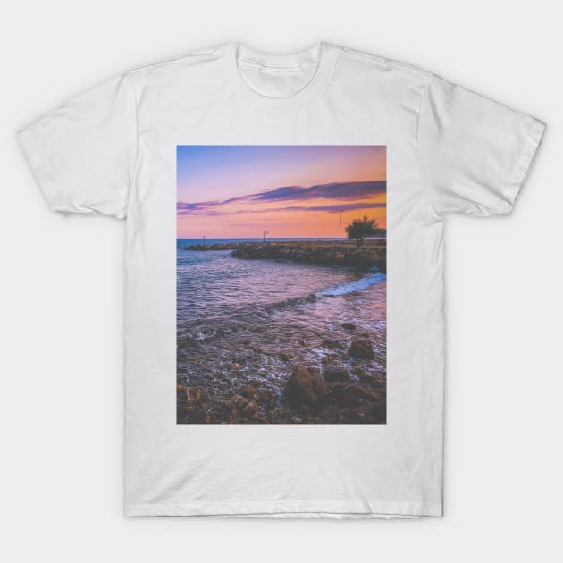 Summer Sunset Blue Pink Romantic Horizon Beach T-Shirt by eleonoraingrid